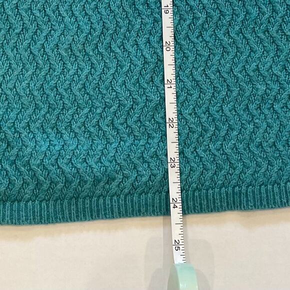 LOFT Cotton Blend Teal Blue/Green Long Sleeve Textured Sweater, Size L - Picture 12 of 12